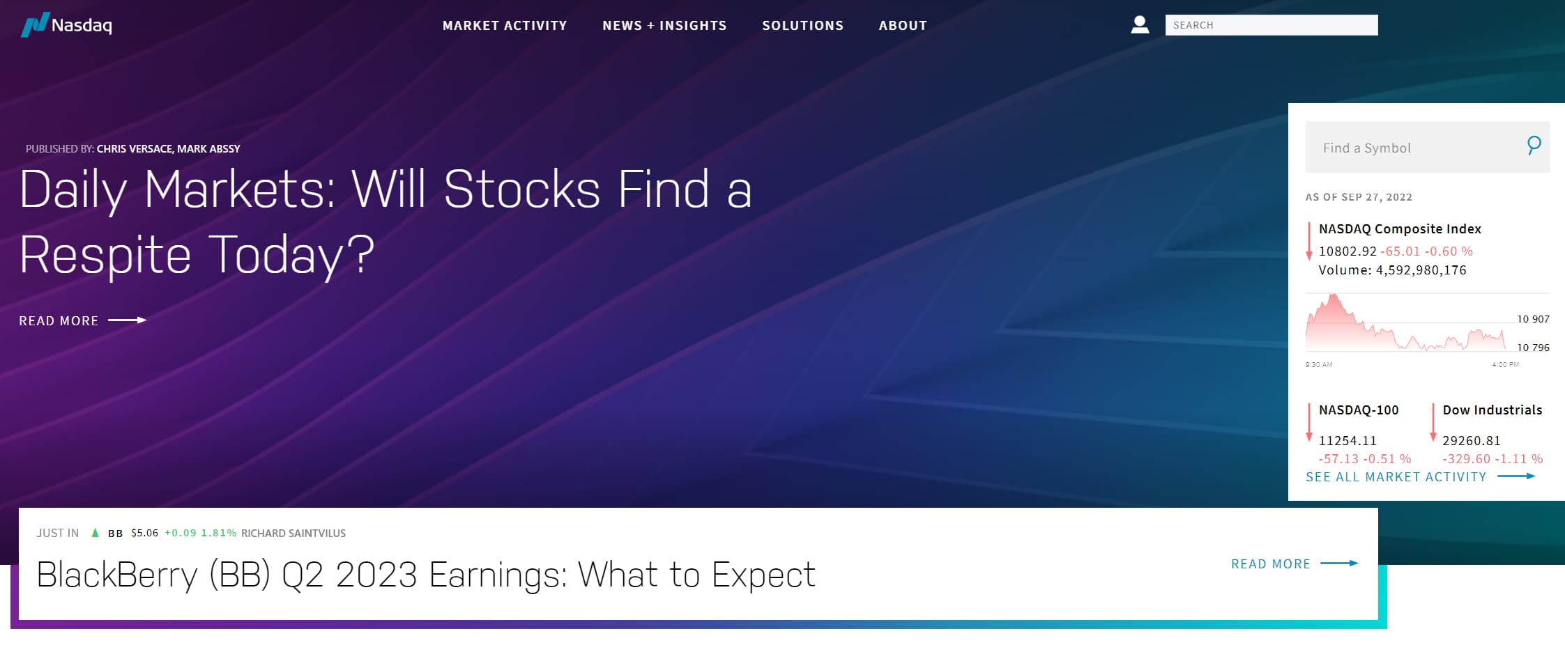 NASDAQ Homepage