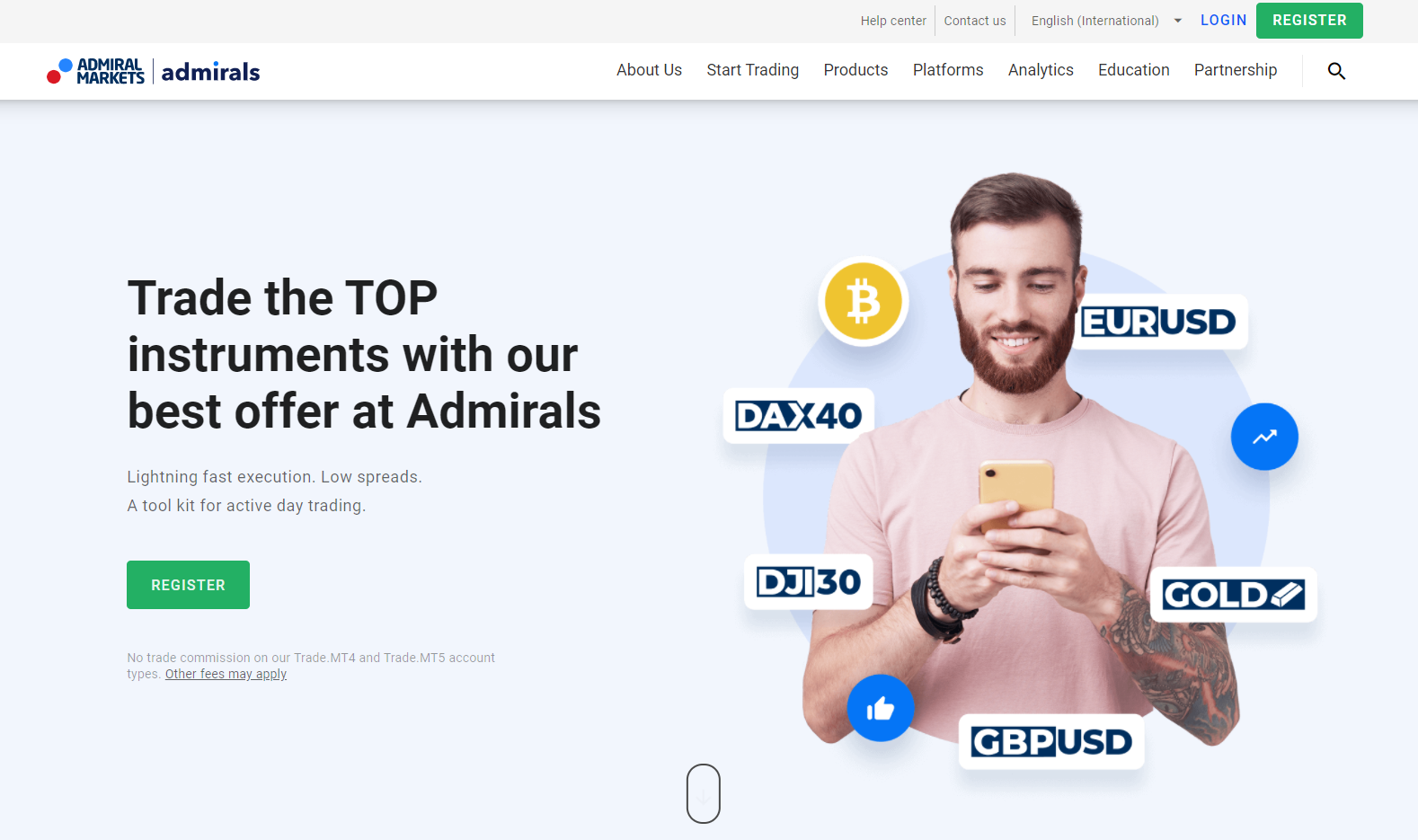screenshot from admiral markets homepage