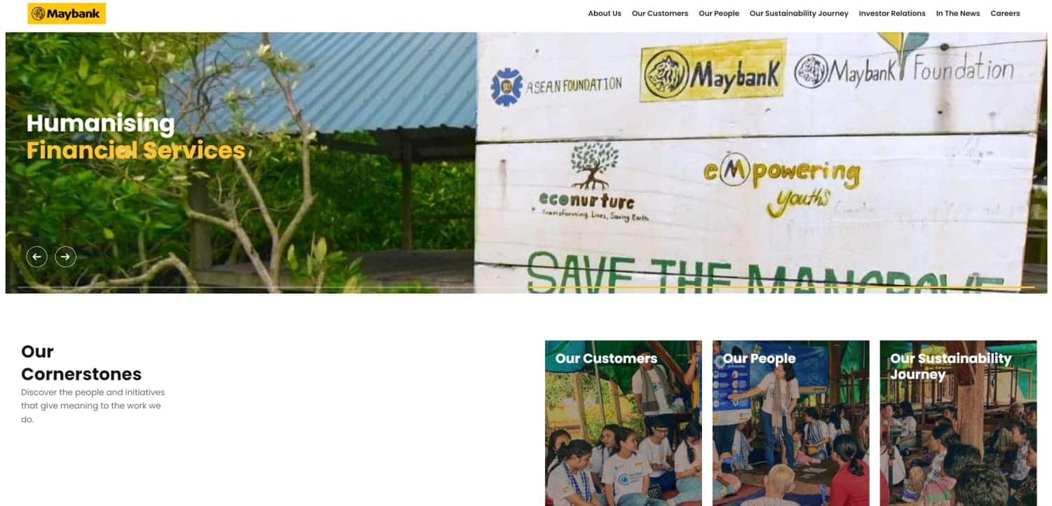 screenshot from maybank homepage