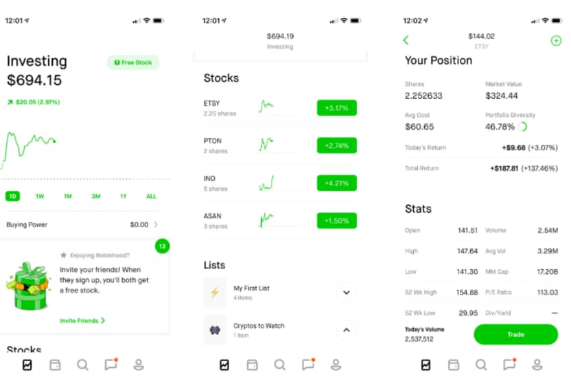 robinhood mobile trading app