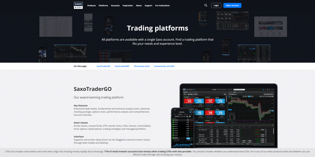 saxo bank trading platform layout